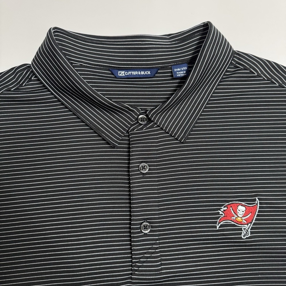 Cutter & Buck Tampa Bay Buccaneers Polo Shirt Big & Tall 2XB Black Stripe NFL